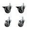 Service Caster 3'' Gray Polyurethane Wheel Swivel 7/8'' Square Stem Caster Set 2 Brakes, 4PK SCC-SQ20S314-PPUB-GRY-PLB-78-2-S-2 - alternate 1